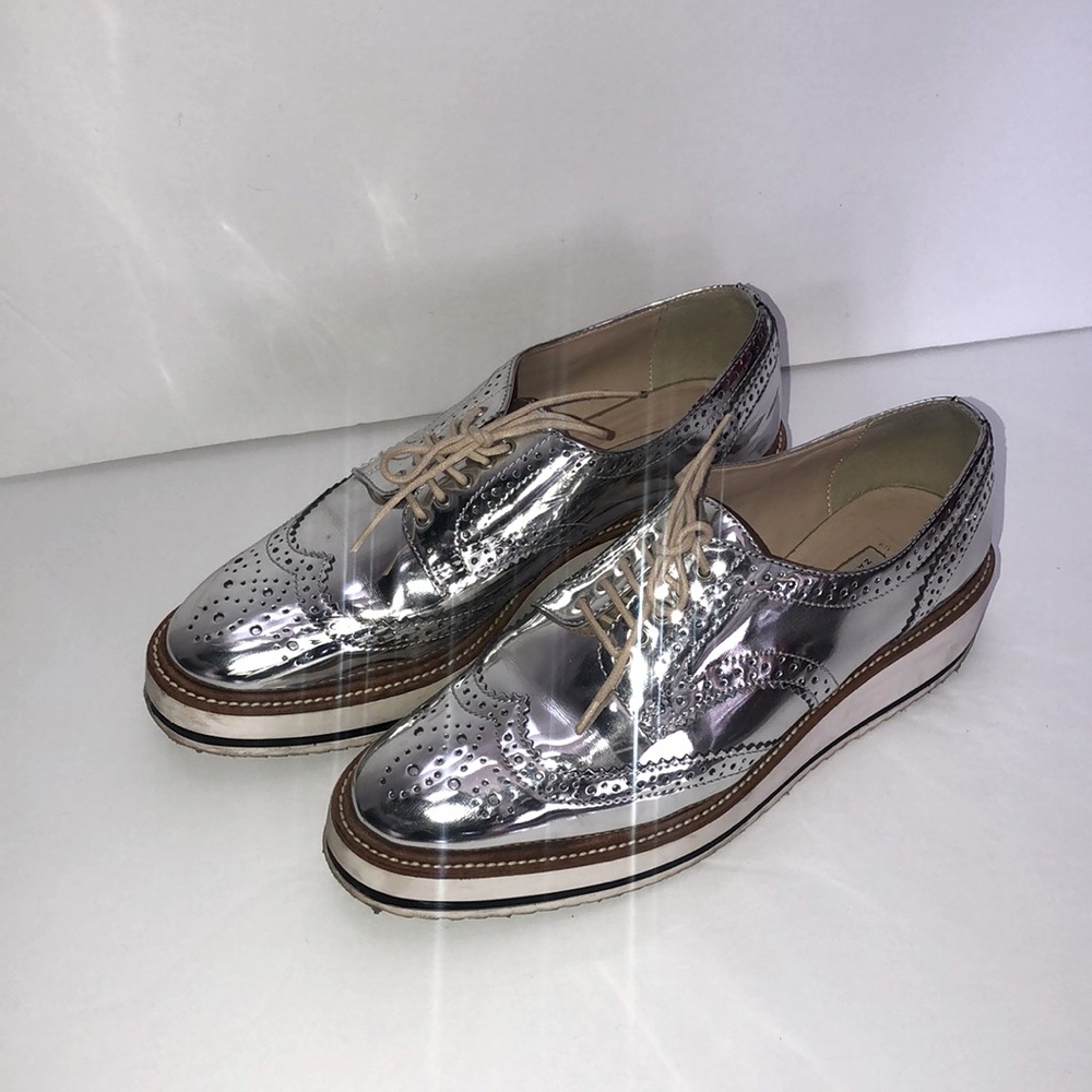 Metallic Platform Brogues Loafers